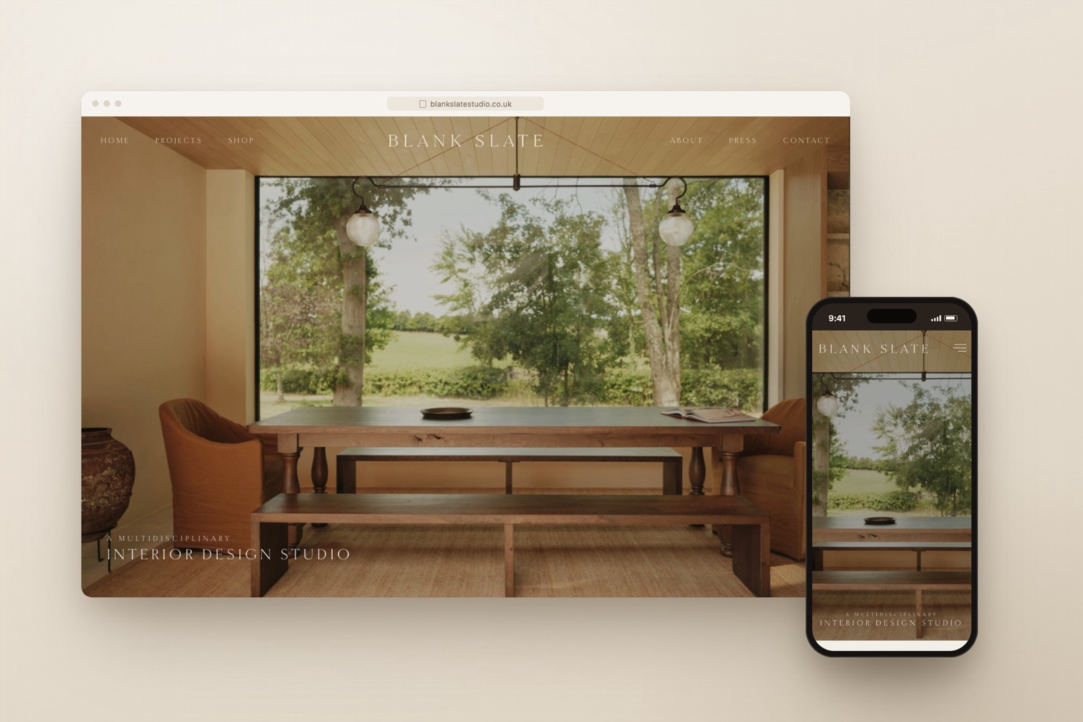 Blank Slate Studio website mockup
