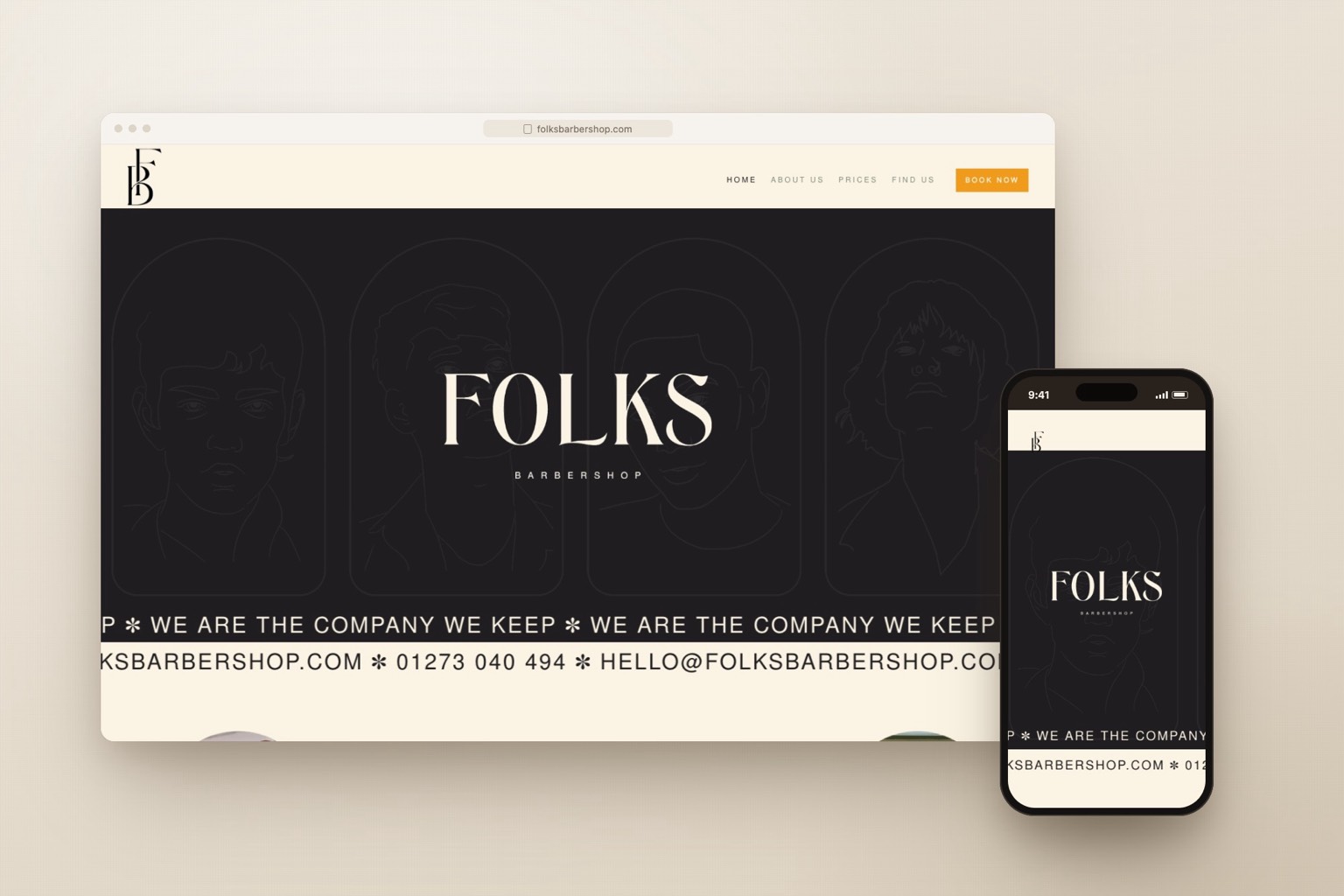 Folks Barbershop website mockup